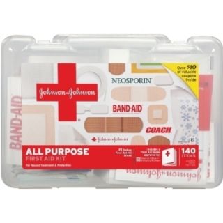 New Johnson Johnson All Purpose First Aid Kit 140 Items   Free