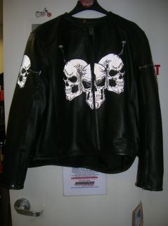 First Classic Leather Gear Mens Jacket Large Skull Reflective