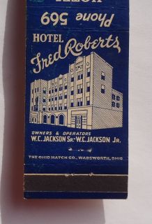 1940s Matchbook Hotel Fred Roberts Phone 569 Jackson Dublin GA Laurens