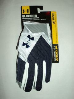 New 2012 Under Armour Mens Football Gloves UA Fierce III 3 Sticky Navy