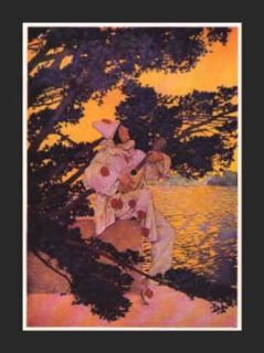 pierrot s serenade this vintage maxfield parrish illustration shows a