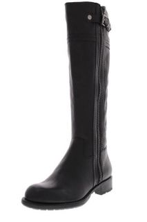 Franco Sarto NEW Panko Black Leather Snap Zipper Knee High Boots Shoes