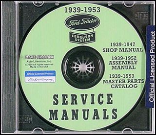 1939 1947 Ford 2N 9N Tractor CD with Shop Manual Parts Book and