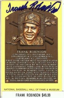 Frank Robinson Signed Hall of Fame Postcard Auto