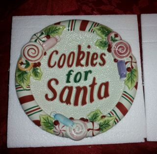FITZ and FLOYD Cookies For Santa Plate Decorative Christmas Peppermint