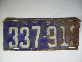  1923 New York State License Plate NY Tag