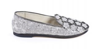 French Sole Drama Light Gray Velvet Flats Shoes 6 5 New