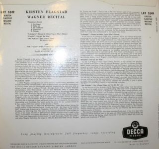 Decca LXT 5249   Kirsten FLAGSTAD   Wesendonck Lieder   HANS