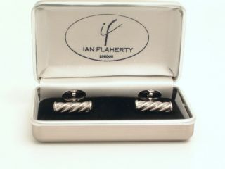   Highly polished Twisty Bar cufflinks English designer Ian Flaherty