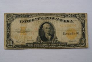1922 US Ten Dollar 10 Large Gold Certificate Note