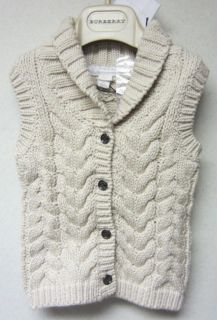 Burberry Infant Cable Knit Sweater Vest SZ9 MNTH NWT$95