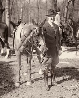Franklin D Roosevelt FDR with Horse 1920 Large Photo