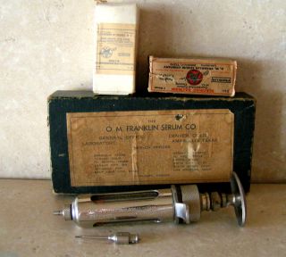 Franklin Serum Co Syringe and 2 Bottles Serum in Boxes