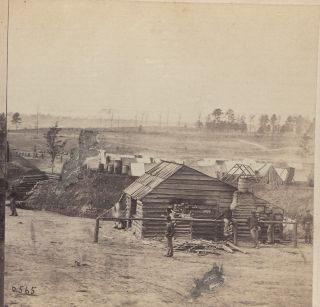  Civil War Stereoview Fort Burnham as Fort Harrison Breastwolrks