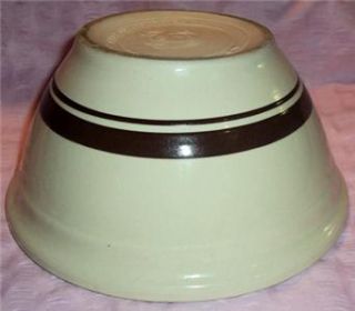 Vintage McCoy Large 10 Tan Mixing Bowl Brown Stripe Band Ovenware