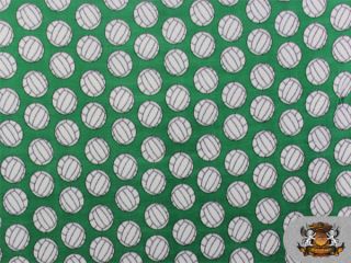 fleece printed volleyball green fabric by the yard