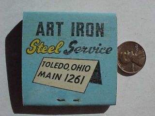 1950s Fort Wayne Indiana Art Iron Wire Works Features Matchbook Toledo