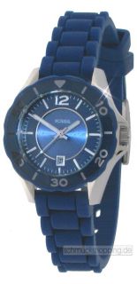 Fossil Uhr Damenuhr ES2934 Damen Uhren Silikon Blau Neu Edelstahl Mini