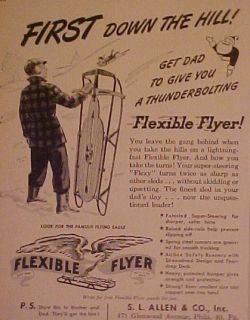 1950 Flexible Flyer Sled Flying Eagle Kids Toy Promo Ad