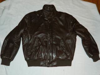 Members Only Leather Bomber Flight Jacket Vintage Sz 42
