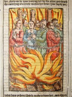 Foxes Martyrs 1570 H Col Woodcut Martyrdom at Coventry