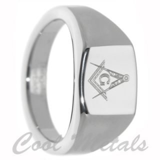 12mm Freemason Masonic Tungsten Carbide Ring Size 14