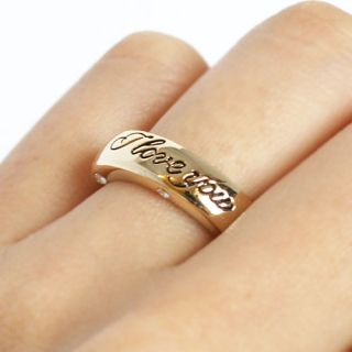 LOVE YOU Engraved Ring Eternity Band Size 6 Gold Plated with
