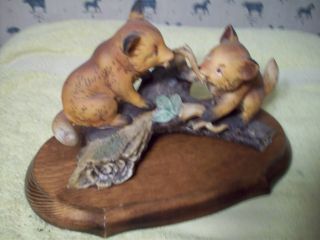 Homco Home Interior Masterpiece Foxes with Basel K