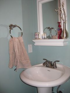New Wall Framed Bathroom Bedroom White Wood Mirror w Edge Shelf Free