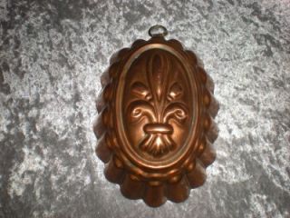 French Copper Small Tin Lined Oval Mold with Lafleur Design Very Sweet