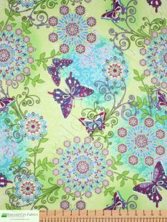 Hoffman Annabelle Floral Spring Green Pearl Cotton Quilt Quilting
