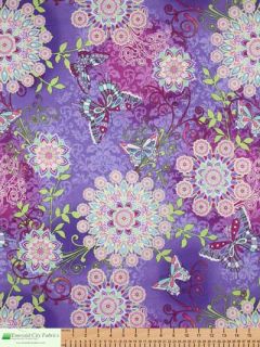 Hoffman Annabelle Floral Lilac Pearl Cotton Fabric
