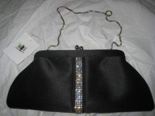 nwt franchi rhinestone purse clutch evening bag black