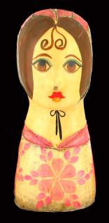 Vintage Paper Mache Hand Painted Female Bust Feranza Mexico