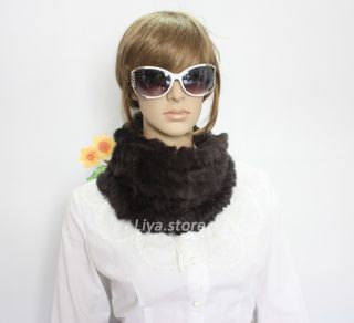 Color New Womens Genuine Rabbit Fur Winter Knit Scarf Wrap Shawl