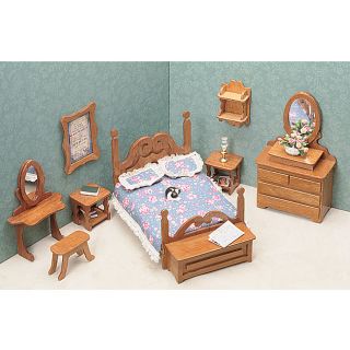 Unfinished Wood Bedroom Dollhouse Furniture Kit Bedroom