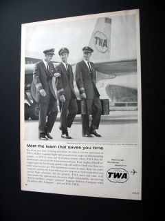 TWA Airlines Starstream Flight Crew Pilot 1962 Print Ad