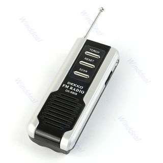 Portable Belt Clip Auto Scan FM Radio Receiver with Mini Flashlight