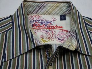 Robert Graham R G Stripe Seersucker Woven Long Sleeve Casual Shirt XL