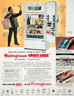 1951 Ad Westinghouse Frost Free Automatic Refrigerator Defrost Mailman