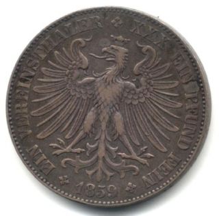 GERMANY STATES FRANKFORT 1859 SILVER THALER