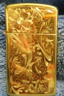 Zippo LIGHTER Ladies Engraved case Goldtone with original box