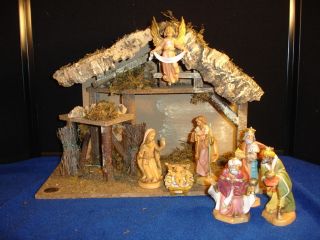 Seven Piece 5 Fontanini Nativity Set with Wonderful Stable