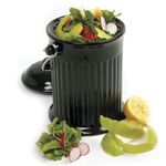  COMPOST pail BLACK ceramic Food Waste Crock VEGETABLE SCRAPS container