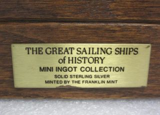 FRANKLIN MINT GREAT SAILING SHIPS OF HISTORY SILVER INGOT 50pc *FREE