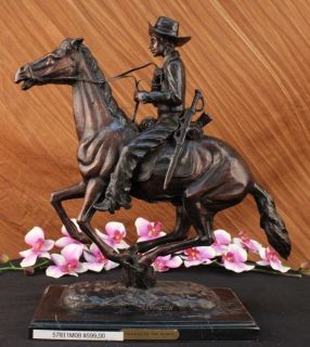 Frederic Remington Bronze Sculpture Cowboy Art Statue Outlaw Marble