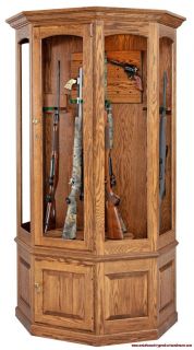 AMISH HANDCRAFTED SOLID OAK GUN CABINET ~ HOLDS 16 GUNS ~ UNIQUE