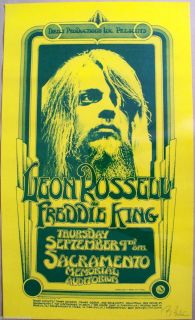 Leon Russell Freddie King Live Concert Tour Poster Original Signed