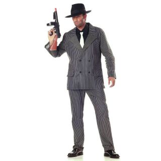 C306 Mens 1920s Gangster Pinstripes Pimp Suit Halloween Fancy Dress Up