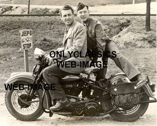 1943 Jeep O Stop Harley Davidson Motorcycle Photo WWII